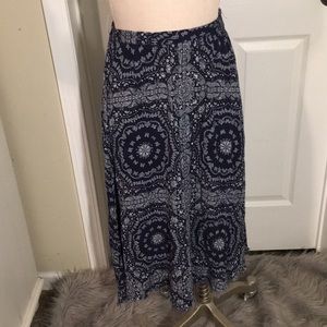 Aztec frayed bottom maxi skirt